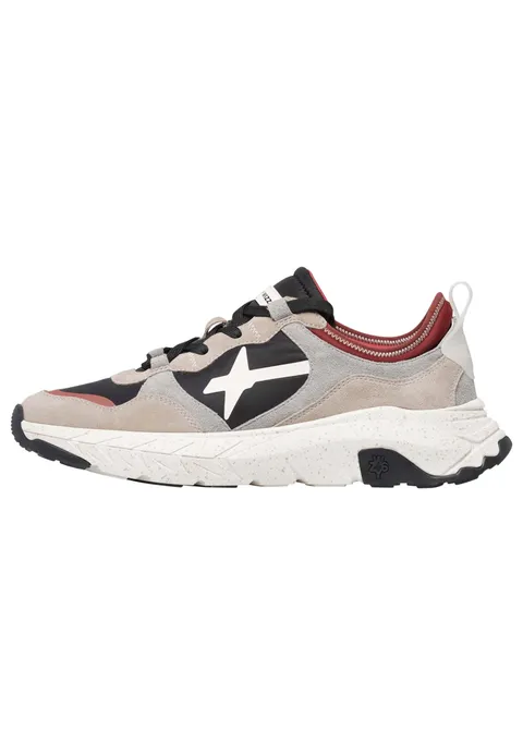 w6yz Sneakers in Suede e Tessuto Tecnico, Taupe Dark Grey Black 41