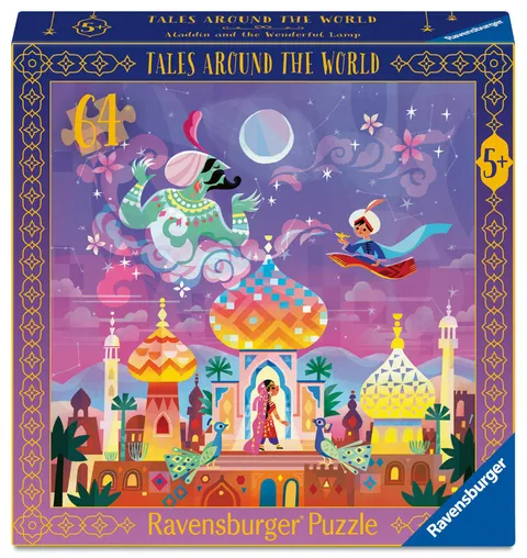 Ravensburger - Puzzle Bambini 5 Anni 64 Pezzi, Aladino e la Lampada Magica - Puzzle 5