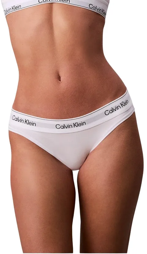 Calvin Klein Donna Slip Taglio Bikini con Fascia con Logo, Bianco (White), S