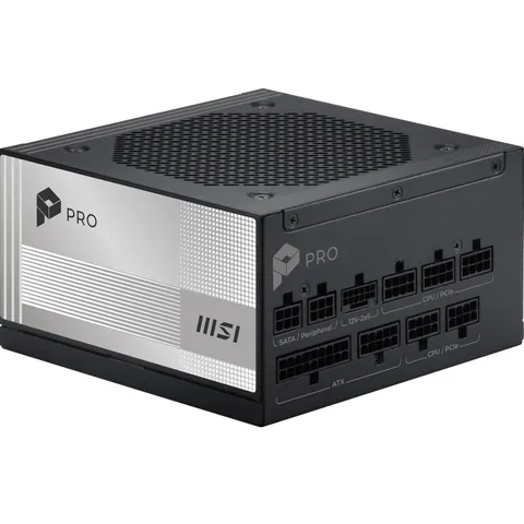 MSI Pro A850PL PCIE5 Alimentazione, 850W, 80 Plus Platinum, ATX 3.1, Supporto GPU PCIe 5.1, Connettore nativo 12V-2x6 Bicolore, ATX, cavi a guaina goffrata