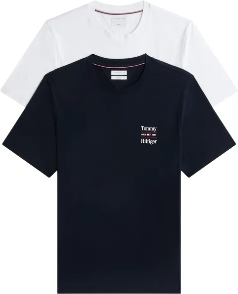 Tommy Hilfiger Maglietta da Uomo con Grafica sul Petto, Confezione da 2, MW0MW45091