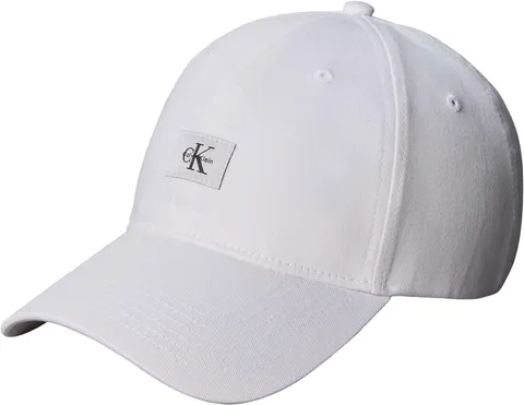 Calvin Klein Monologo LV04D5077G Berretto da Uomo con Toppa in Tessuto, Bianco (Bianco