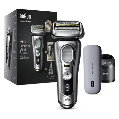 Braun Series 9 Pro, Rasoio Elettrico Barba Custodia da Viaggio, Batteria Litio Ion, 100%
