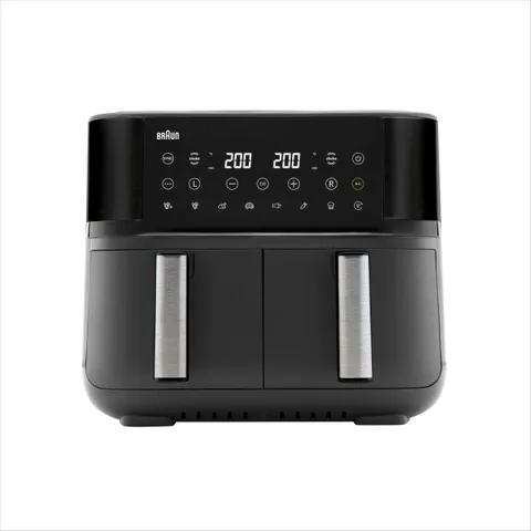 Braun TwinCook 3 TD3030IBK, Friggitrice ad Aria a Doppio Cassetto, Display Digitale a