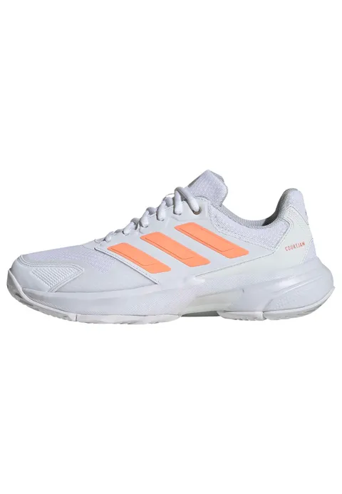 adidas Donna Courtjam Control 3 Tennis Shoes, Ftwr White/Beam Orange/Crystal White, 41
