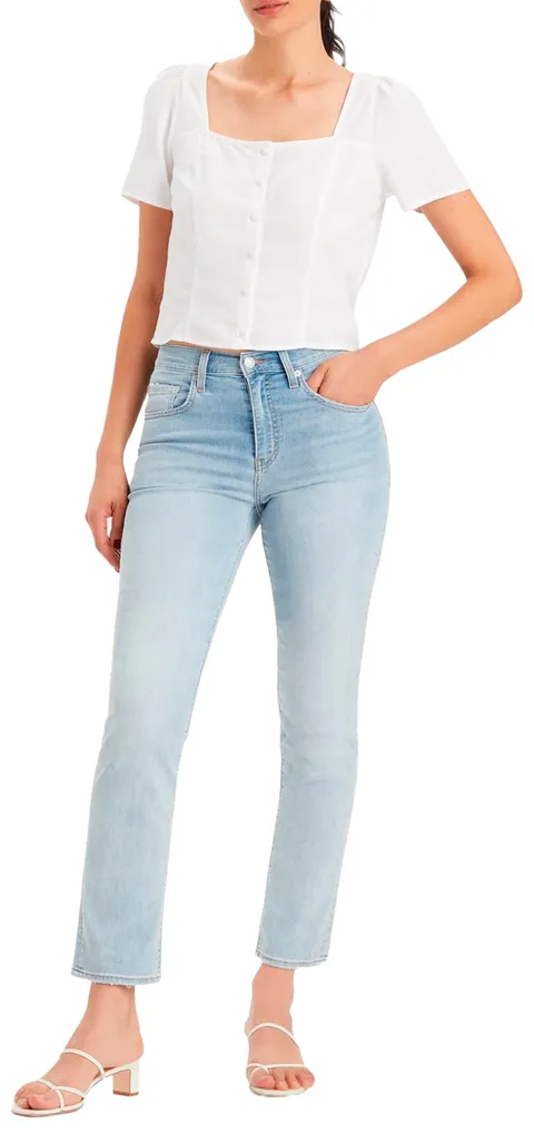 Levi's 724 High Rise Straight, Jeans Donna, Cool Bright in Blue, 26W / 32L