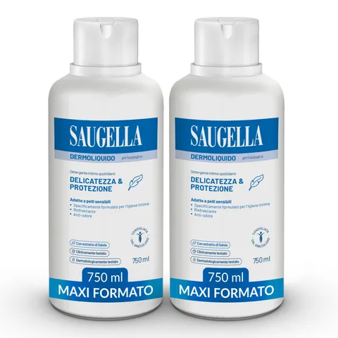 Saugella Dermoliquido Detergente Intimo Quotidiano, pH 3.5, Antiodore, Rinfrescante e