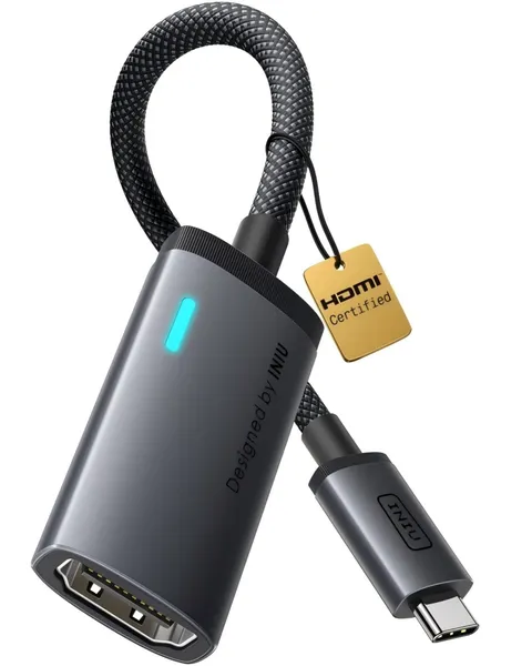 INIU Adattatore USB C a HDMI, Certificato HDMI Ufficiale con LED di Diagnostica