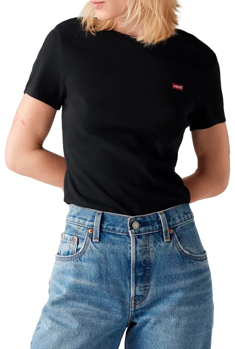 Levi's Maglietta a Maniche Corte da Donna Essential Housemark, Caviale, L