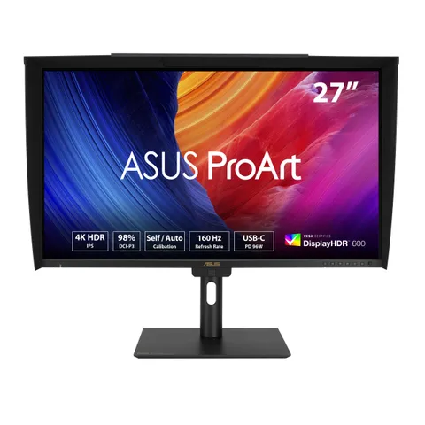 ASUS ProArt Display PA27UCGE, Monitor Professionale 4K HDR IPS da 27" (3840 x 2160), 160 Hz, 600 nits, 98% DCI-P3, Auto Calibrazione, Supporto Ergonomico, Porte USB-C, DisplayPort, HDMI, Nero