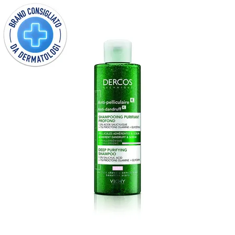 Vichy Dercos, Shampoo Anti-Forfora K, Per Tutti i Tipi di Capelli, Azione Purificante e