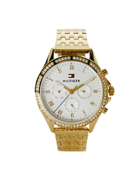 Tommy Hilfiger Orologio Analogico Multifunzione al Quarzo da Donna con Cinturino in Acciaio Inossidabile di Colore Dorato - 1782142