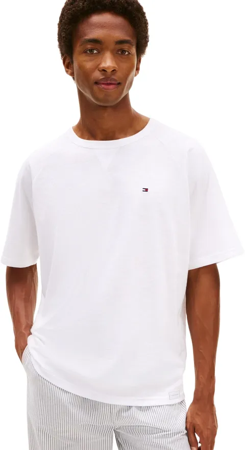 Tommy Hilfiger Uomo T-Shirt Maniche Corte Tee in Cotone, Bianco (TH Optic White 000001), L