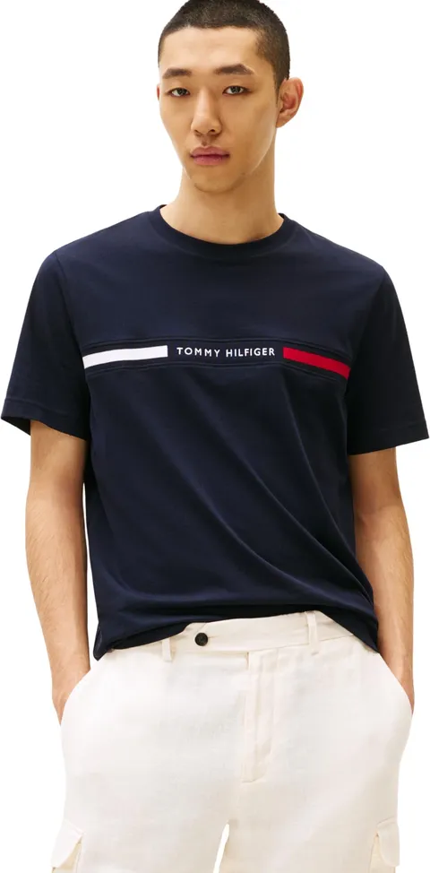 Tommy Hilfiger Uomo T-Shirt Maniche Corte Scollo Rotondo, Blu (Desert Sky), S