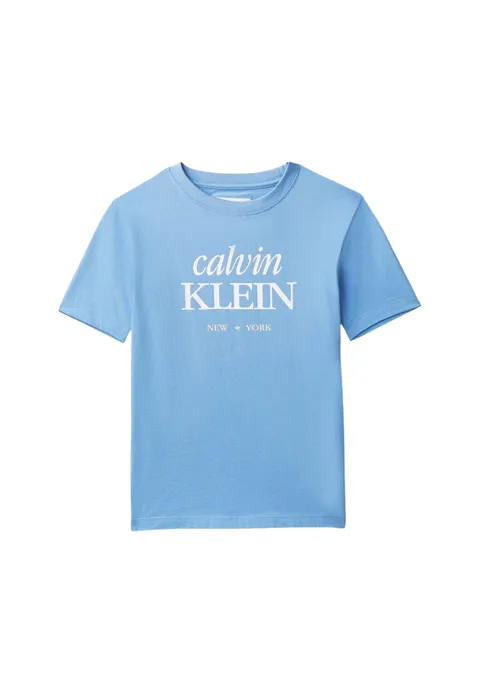 Calvin Klein Logo SS T-Shirt Lvcksja07b Maglietta S/S, Blue (Provence 16-4032 TCX), 14