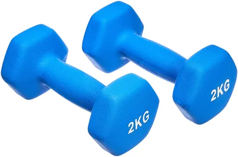 Amazon Basics Coppia di manubri in neoprene, 4 kg, (2 x 2 kg), Blu