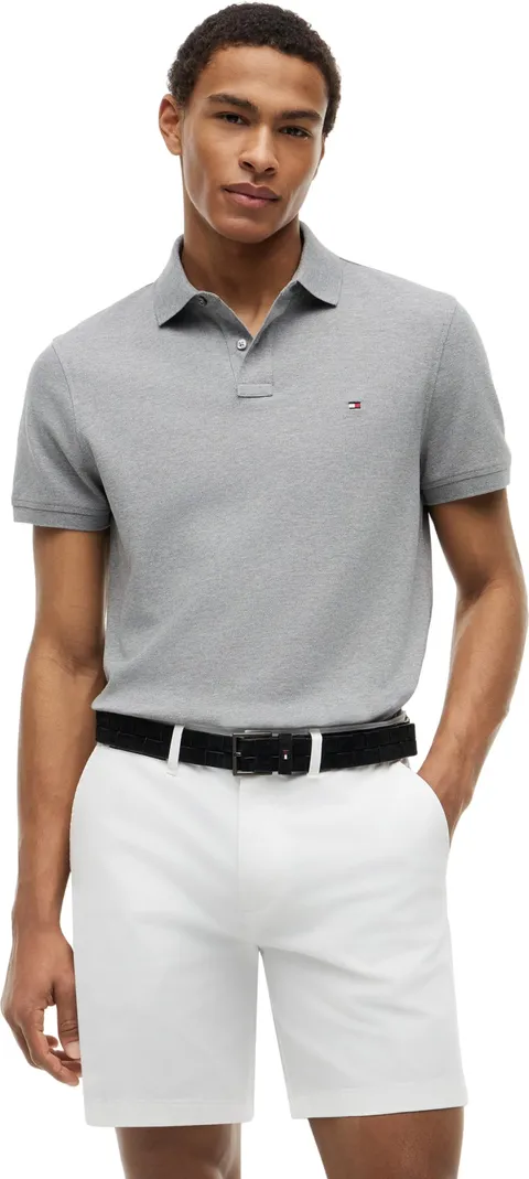 Tommy Hilfiger Uomo Maglietta Polo Maniche Corte 1985 Regular Fit, Grigio (Medium Grey Heather), L