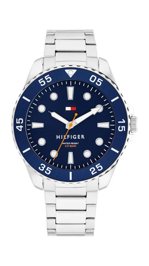 Tommy Hilfiger Orologio con Movimento al Quarzo a Tre Lancetteda Uomo con Cinturino in