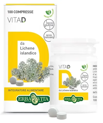 ERBA VITA Integratore Alimentare Vitamina D Vegan, Capsule in Pilloliera, 100 Compresse