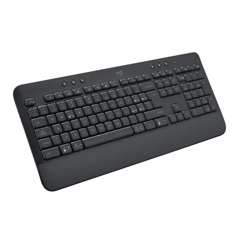 Logitech Signature K650, Tastiera Poggiapolsi Wireless Full-size con Bluetooth BLE o Ricevitore USB Logi Bolt, Tasti Smorzati e Tastierino, Compatibile con PC/Windows/Mac - Nero