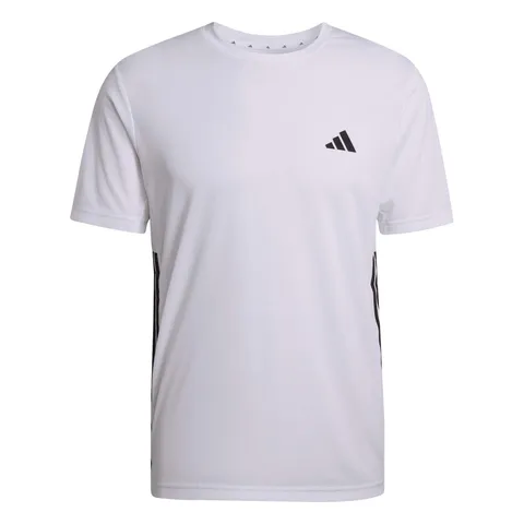 adidas Uomo Workout Essentials Base 3-Stripes Shirt, White/Black, XL