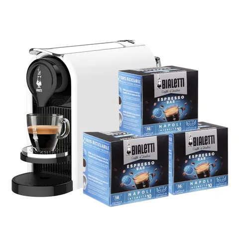 Bialetti Gioia PLUS, Macchina Caffè Espresso per Capsule in Alluminio, Incluse 48