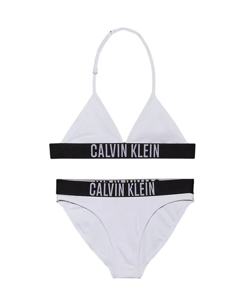Calvin Klein Bikini Triangolo Bambina Ky0Ky00090 Costume da Bagno, Bianco (Bianco Brillante), 8-10 Anni