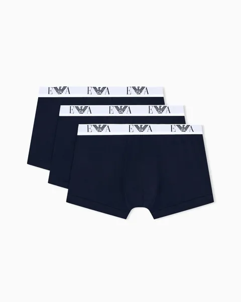 Emporio Armani Man's Bold Monogram - Confezione da 3 Boxer da Uomo, Blu, L, Armani