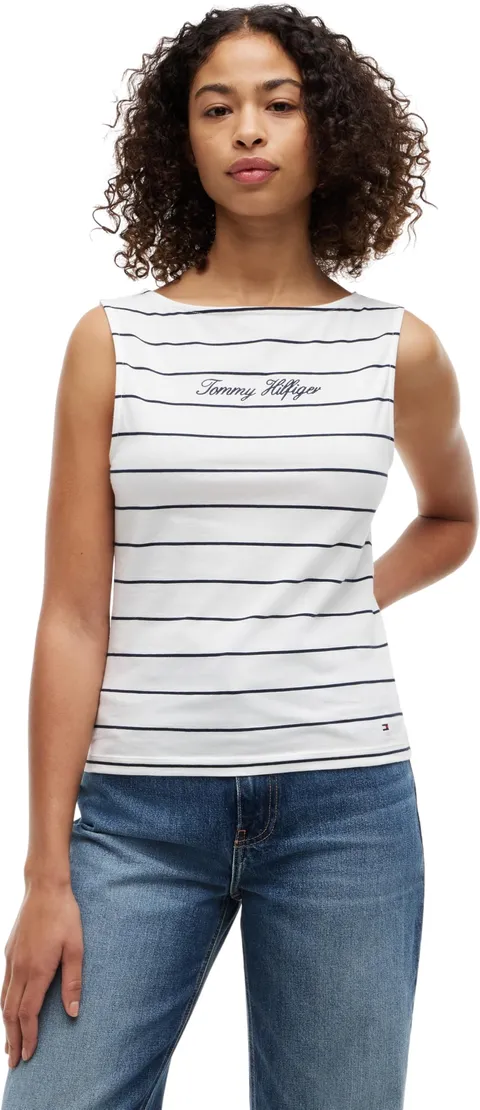 Tommy Hilfiger Classic Script Boat-nk Top Ww0ww50947 Maglietta S/S, Blue (Fine STP