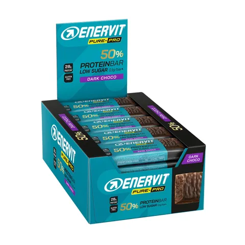 Enervit Pure-Pro Protein Bar 50% Dark Choco, Barrette Proteiche Senza Zucchero e Senza