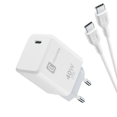 Cellularline kit caricabatterie da 40 W dotato di una porta USB-C Power Delivery e di un