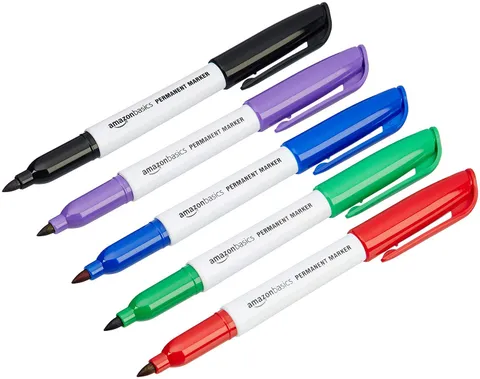 Amazon Basics Pennarelli indelebili, assortiti, confezione da 12