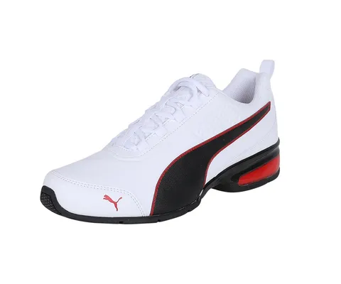 PUMA Unisex Leader VT SL Road Running Shoes, Puma White-Puma Black-Flame Scarlet, 45 EU