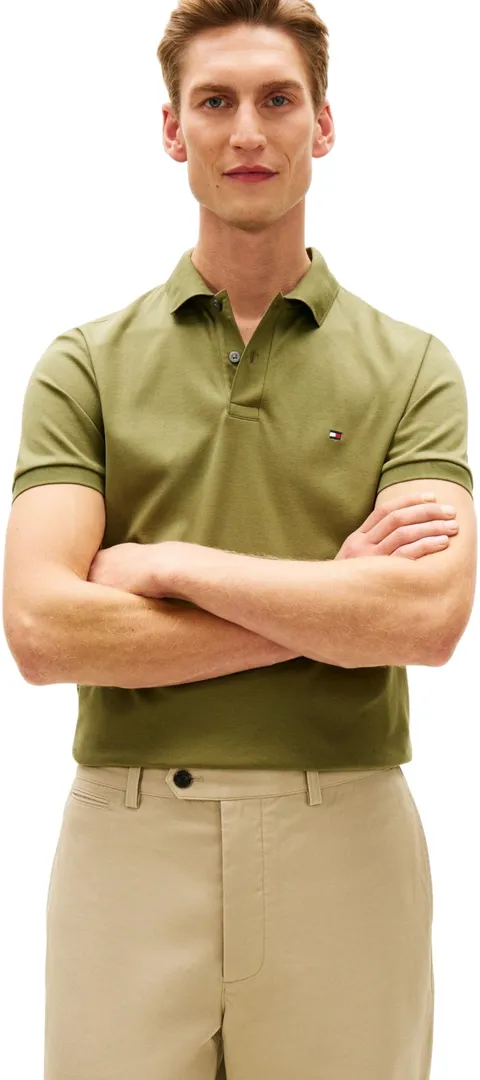 Tommy Hilfiger Uomo Maglietta Polo Maniche Corte Liquid Cotton con Chiusura con Bottoni