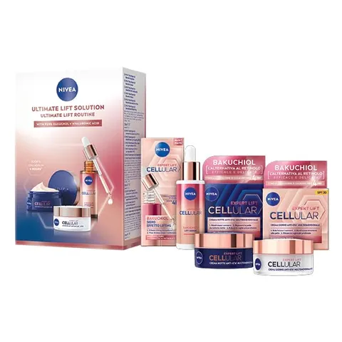 Nivea Cellular Expert Ultimate Lift Solution, Skincare Kit completo con Siero Bakuchiol