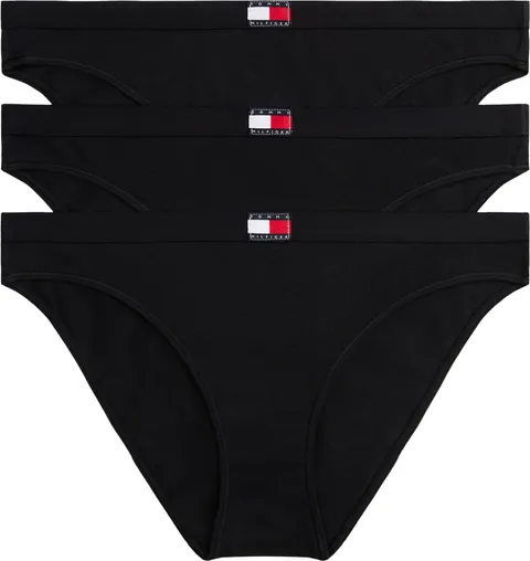 Tommy Hilfiger Donna Slip Taglio Bikini Confezione da 3 in Cotone Elasticizzato, Nero
