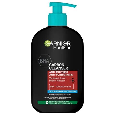 Garnier Hautklar Gel detergente BHA Carbon Cleanser con carbone, anti mitesser e anti