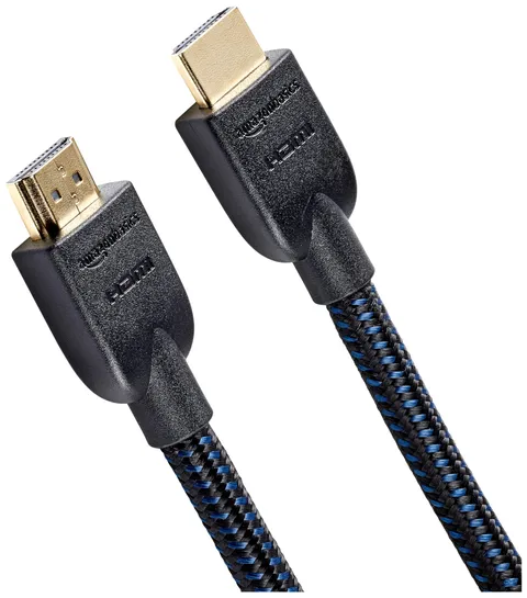Amazon Basics Cavo HDMI intrecciato, 4.6 m, Nero e Blu