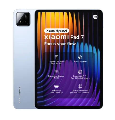 Xiaomi Pad 7, (Tablet) display da 11.2'', 8+128GB, Blue, batteria da 8850mAh, Ricarica