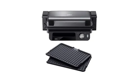 Braun MultiGrill CG5033IGY Bistecchiera Elettrica, Griglia a contatto con manopola