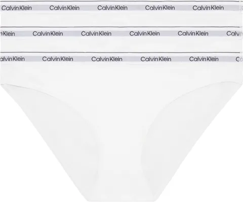Calvin Klein Donna Slip Taglio Bikini Confezione da 3 Cotone Elasticizzato, Bianco