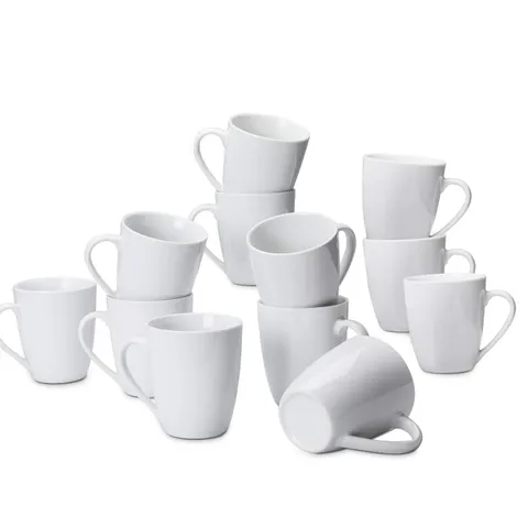 Amazon Basics tazze in porcellana, confezione da 12, 355 ml, Bianco