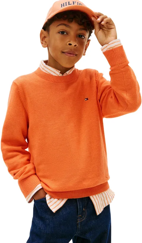 Tommy Hilfiger Maglione Girocollo Bambino LS KB0KB10307 Maglioni, Arancione (Lush Orange