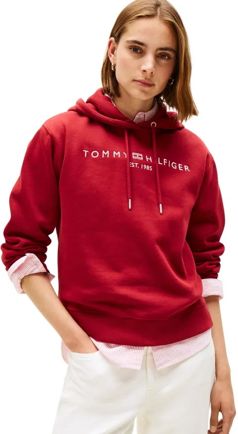 Tommy Hilfiger Donna Felpa con Cappuccio con Logo, Rosso (Regatta Red), XXXL