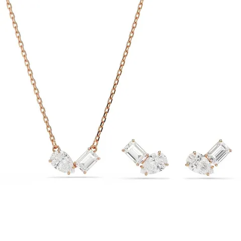 Swarovski Mesmera Set Collana Pendente e Orecchini, con Zirconia, Taglio Pear e Octagon