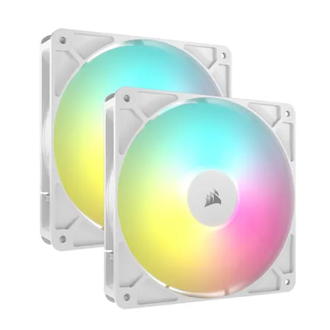 CORSAIR RS140 ARGB 140 mm PWM Ventole - Connessione a Margherita - Basso Rumore - Cuscinetto a Cupola Magnetica - Confezione Doppia - Bianco