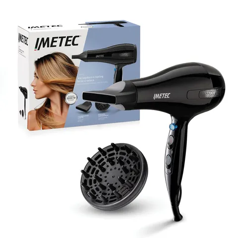 Imetec S6 2200 Asciugacapelli 2200W con Diffusore e Concentratore, Phon per Capelli