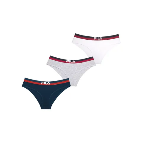 FILA Mutande Donna Cotone, Intimo Donna Confortevole e Stretch (set di 3), Blu, Grigio