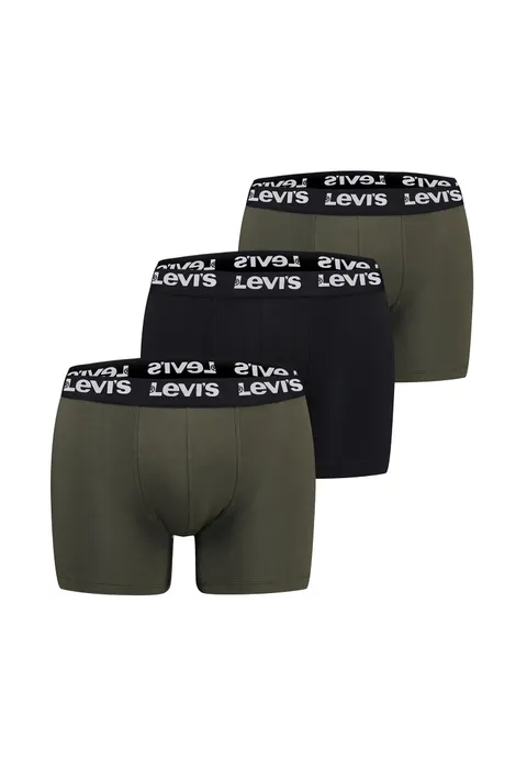 Levi's Boxer da Uomo con Logo Repeat (Confezione da 3), Kaki Combo, L