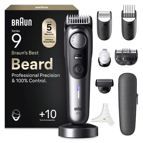 Braun Regolabarba Uomo Series 9, Rasoio Elettrico Barba Braun, +10 Strumenti da Barbiere